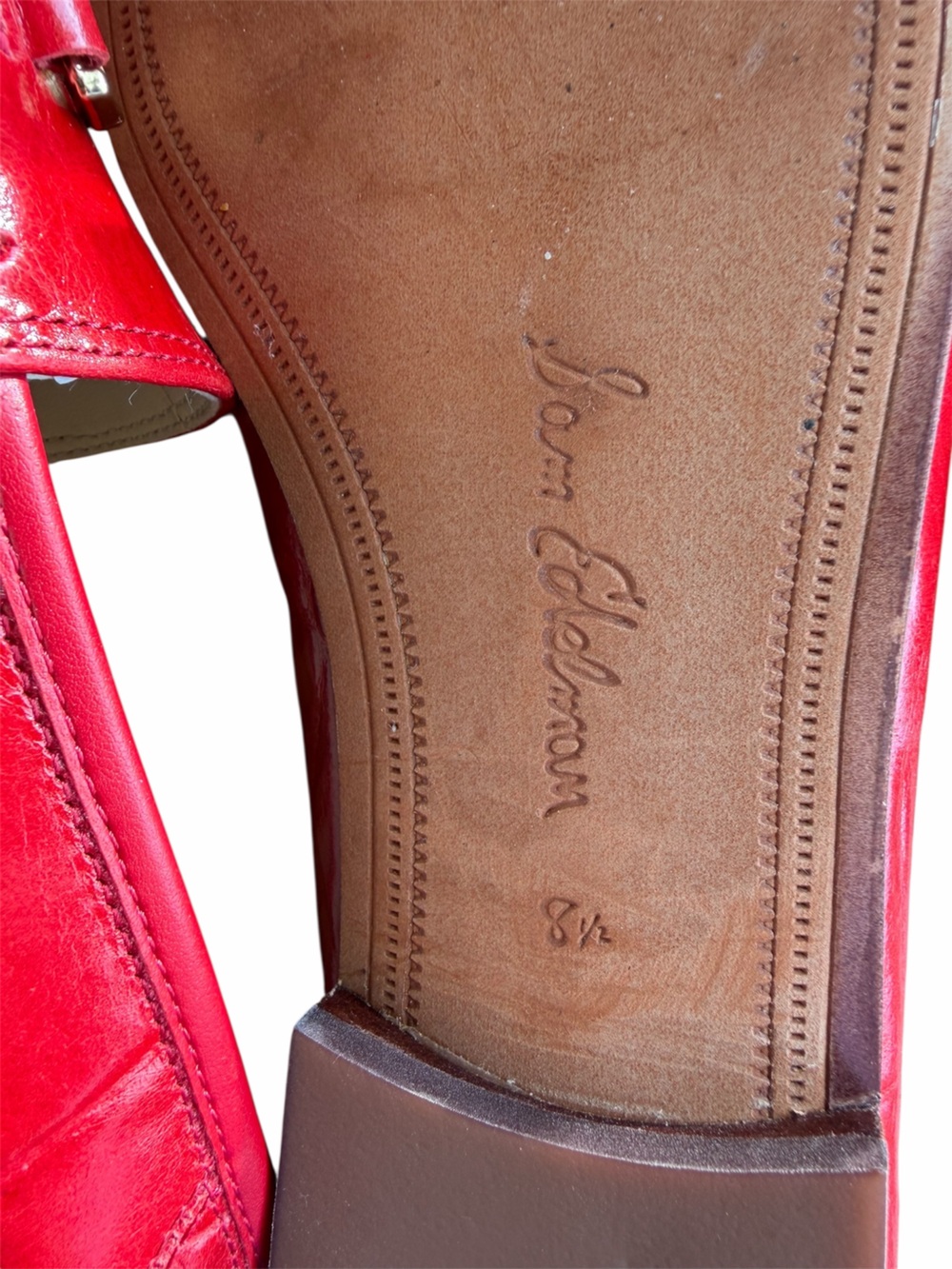 Sam Edelman Loraine Red Croc Embossed Leather Bit Loafers WomenS US 8.5 LIKE NEW - Picture 5 of 7